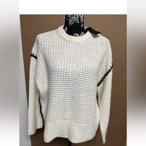 Rag & Bone Ivory Waffle Knit Pullover